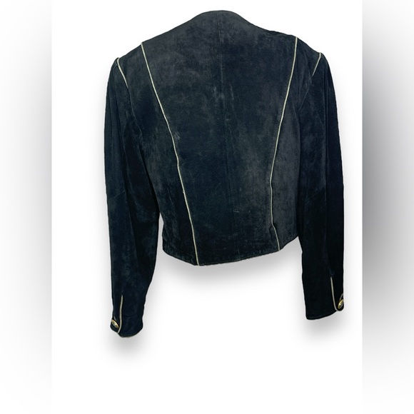 1980s Yessica Suede and Floral Crop Jacket - Picture 3 of 5